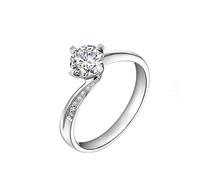 The Engagement Ring, Promise Ring Unique with Round Shape 0.5Ct Diamond 9K White Gold Size L 1/2