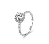 The Engagement Ring, Promise Rings for Women Square with 1ct Moissanite 9K White Gold Size K 1/2