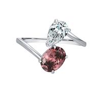 The Engagement Ring, Rings for Women Love Round with Red Oval Shape Garnet 9K White Gold Size Q 1/2