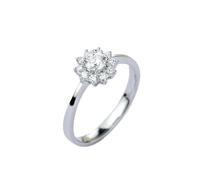 The Engagement Ring, Rings Vintage Sunflower with 0.3Ct Round Diamond 9K White Gold Size Q 1/2