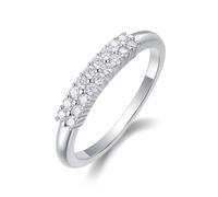 The Engagement Ring, Wedding Band Unique Smooth Thin Ring with 2 Rows Of Moissanite 0.27ct Silver 14K White Gold Size N 1/2