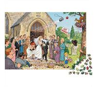 The English Country Wedding Confetti Clash Wooden Jigsaw Puzzle Waterproof 1000 Piece Puzzles for Adults Gifts Impossible Educational Games