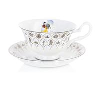 The English Ladies Co Disney 100 Years Beauty and The Beast Belle Cup and Saucer, Fine Bone China, 15 × 15 × 7.2 cm, Multicolor