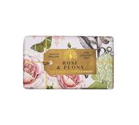 The English Soap Company Anniversary Wrapped Soap Bar, Floral Shea Butter Soap Bar, Moisturising Soap Bar for Face and Body, Rose and Peony Scent 190g