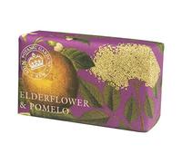 The English Soap Company Royal Botanical Gardens Kew Wrapped Soap Bar, Elderflower Shea Butter Soap Bar, Moisturising Soap Bar for Face and Body, Elderflower and Pomelo Scent 240g