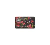 The English Soap Company Kew Gardens Geranium and Basil Soap - Luxury Vegan Soap Bar Enriched with Shea Butter - Fresh Herbal Floral Scent, Moisturising, Cruelty-Free, Made in England - 240g