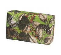 The English Soap Company Royal Botanical Gardens Kew Wrapped Soap Bar, Sandalwood Shea Butter Soap Bar, Moisturising Soap Bar for Face and Body, Sandalwood and Pink Pepper Scent 240g