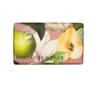 The English Soap Company Royal Botanical Gardens Kew Wrapped Soap Bar, Pear Shea Butter Soap Bar, Moisturising Soap Bar for Face and Body, Magnolia and Pear Scent 240g