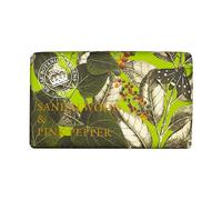 The English Soap Company Royal Botanical Gardens Kew Wrapped Soap Bar, Sandalwood Shea Butter Soap Bar, Moisturising Soap Bar for Face and Body, Sandalwood and Pink Pepper Scent 240g