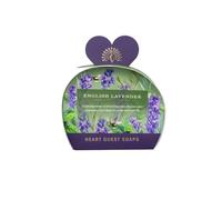 The English Soap Company Packed Guest Soaps, Sandalwood Shea Butter Heart Shaped Soaps, Moisturising Soaps for Face and Body, English Lavender Scent 3 x 20g