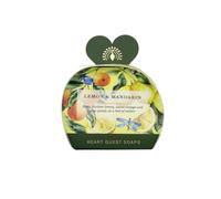 The English Soap Company Packed Guest Soaps, Sandalwood Shea Butter Heart Shaped Soaps, Moisturising Soaps for Face and Body, Lemon and Mandarin Scent 3 x 20g