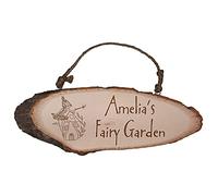 The Engraved Touch | Design Your Own Fairy Garden Personalised Rustic Wooden Plaque | Real Wood |