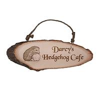 The Engraved Touch | Design Your Own Hedgehog Feeding Cafe Personalised Rustic Wooden Plaque | Real Wood |