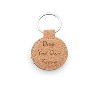 The Engraved Touch | Design Your Own Personalised Cork Round Keyring | Real Cork |