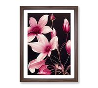 The Enigmatic Flowers Framed Print | A3 Walnut Framed Wall Art | Ready to Hang | Modern Floral Picture | Living Room Bedroom Lounge Office
