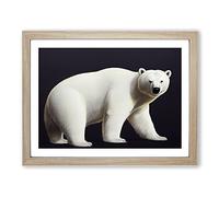 The Enticing Polar Bear BLK Framed Print | A2 Oak Framed Wall Art | Ready to Hang | Modern Animal Picture | Living Room Bedroom Lounge Office