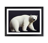 The Enticing Polar Bear BLK Framed Print | A4 Black Framed Wall Art | Ready to Hang | Modern Animal Picture | Living Room Bedroom Lounge Office