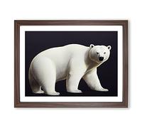 The Enticing Polar Bear BLK Framed Print | A4 Walnut Framed Wall Art | Ready to Hang | Modern Animal Picture | Living Room Bedroom Lounge Office
