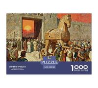 The Epic of The Trojan War Wooden Jigsaw Puzzle Waterproof 1000 Piece Puzzles for Adults Gifts Impossible Challenging Games