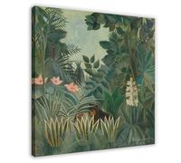 The Equatorial Jungle (1909) by Henri Rousseau Poster Bedroom Canvas Decor Print Wall Art Office Room Aesthetic Decor Gift Frame 12x12inch(30x30cm)