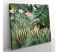 The Equatorial Jungle by Henri Rousseau Classic Painting Canvas Wall Art Print Ready to Hang, Framed Picture for Living Room Bedroom Home Office Décor, 50x50 cm (20x20 Inch)