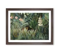 The Equatorial Jungle By Henri Rousseau Classic Painting Framed Print | A3 Walnut Framed Wall Art | Ready to Hang | Classic Landscape Picture | Living Room Bedroom Lounge Office