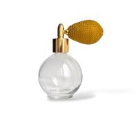 The Essential Atomizer Co. 78ml Amber Classic Round Perfume Atomizer | Italian Glass Refillable Bottle with Hand-Woven Bulb Pump, Funnel & Gift Box