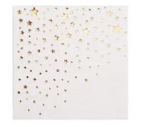 The Essential Concierge Stylish 5x5 Inch Gold Star Napkins -100 Pack of White and Cocktail - Add Sparkle to Your Event with Party 3 Ply Disposable Wedding or Dessert