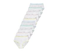 The Essentials Direct Uk Ex Stores Pack of 10 Girls Underwear Briefs Knickers 100% Cotton (UK, Age, 4 Years, 5 Years, Regular, White (colour trim))