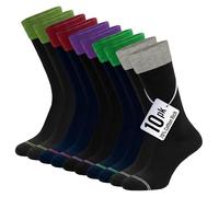 The Essentials Wardrobe 10PK Mens Colored Top Ankle Socks - UK 6-8.5/EU 39-42.5 - Assorted