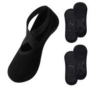 The Essentials Wardrobe 2PK Ladies Yoga/Pilates Ballerina Socks - UK 4-8/EU 37-41 - Black