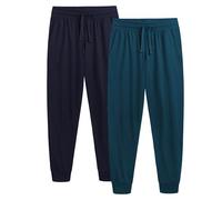 The Essentials Wardrobe 2PK Mens Lounge Pants - Cuffed - Blue - Small