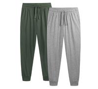 The Essentials Wardrobe 2PK Mens Lounge Pants - Cuffed - Khaki/Grey - Small