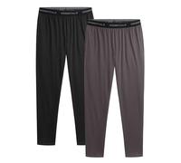 The Essentials Wardrobe 2PK Mens Lounge Pants - Jacquard WB - Black/Grey - Large