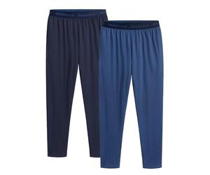 The Essentials Wardrobe 2PK Mens Lounge Pants - Jacquard WB -Navy/Blue - Large