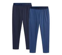 The Essentials Wardrobe 2PK Mens Lounge Pants - Jacquard WB -Navy/Blue - Medium