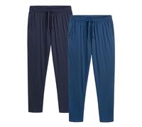 The Essentials Wardrobe 2PK Mens Lounge Pants - Open Leg - Blue - Medium