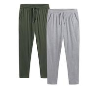The Essentials Wardrobe 2PK Mens Lounge Pants - Open Leg - Khaki/Grey - Large