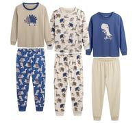 The Essentials Wardrobe 3PK Boys LS Long Pyjamas- Dino - 3-4 Yrs