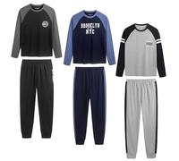 The Essentials Wardrobe 3PK Boys LS Long Pyjamas- New York - 8-9 Yrs