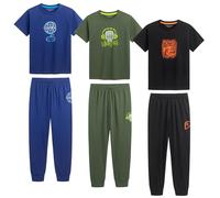 The Essentials Wardrobe 3PK Boys SS Long Pyjamas- Mission- 8-9 Yrs