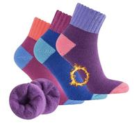 The Essentials Wardrobe 3PK Ladies Slipper Thermal Lounge Socks - UK 4-8/EU 37-42- Bright Block