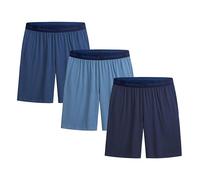 The Essentials Wardrobe 3PK Mens Lounge Shorts - Jacquard WB - Navy/Blue - Medium