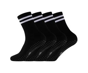 The Essentials Wardrobe 4PK Ladies Yoga/Pilates Ankle Socks - Bamboo - UK 4-8/EU 37-41 - Black