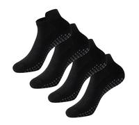 The Essentials Wardrobe 4PK Ladies Yoga/Pilates Trainer Socks - Bamboo - UK 4-8/EU 37-41 - Black