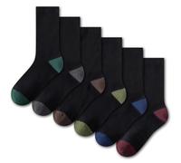 The Essentials Wardrobe 6PK Mens Diabetic Socks - UK 12-15/EU 47-50 - Black - Contrast H&T