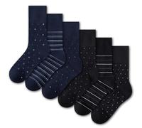The Essentials Wardrobe 6PK Mens Diabetic Socks - UK 12-15/EU 47-50 - Dots & Stripes