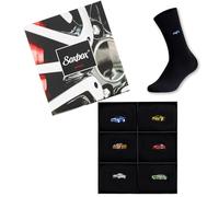 The Essentials Wardrobe 6PK Mens Embroidery Socks - UK 6-9/EU 39-43 - Black