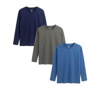 The Essentials Wardrobe Boys TEW 3 Pack LS T- Shirt - Navy/Blue/Grey - 12/13 Years