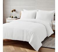 The Essentials Wardrobe Duvet Cover Set Includes Matching Pillowcase Soft Microfibre Fabric, Breathable & Wrinkle Resistant, Quick Popper Fastening White (King- 230x220)